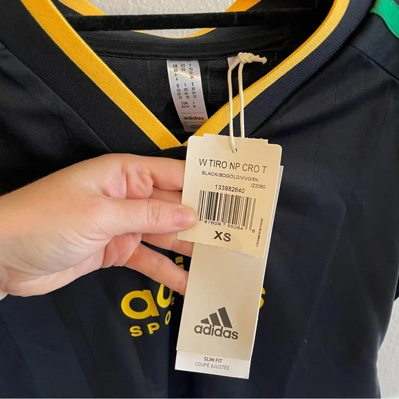 Adidas Tiro Crop Jersey Black Gold Green - Picture 4 of 7